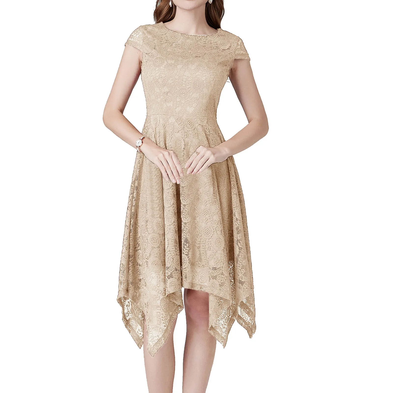 

Women's Formal Dresses Vintage Solid Color Sleeveless V Neck Irregular Hem Lace Embroidery Black Dress Elegant Party Dresses