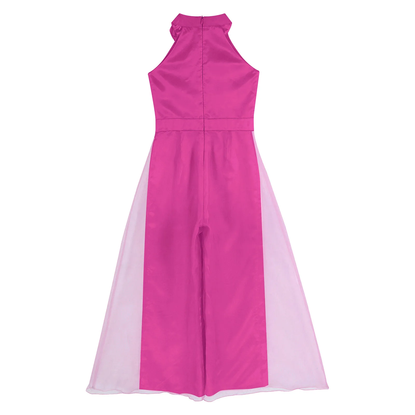 Kinder Mädchen Elegante Party Blume Brosche Strampler Abend Hochzeit Geburtstag Body Neckholder Ärmellose Breite Bein Hosen Overall – Detail 24