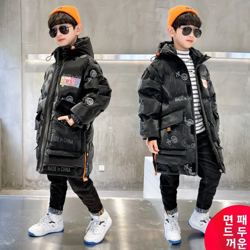 소년을위한 두꺼운 다운 코튼 자켓 겨울 유행 스트리트 스타일 중대형 아동 의류 한국어 버전 아동복