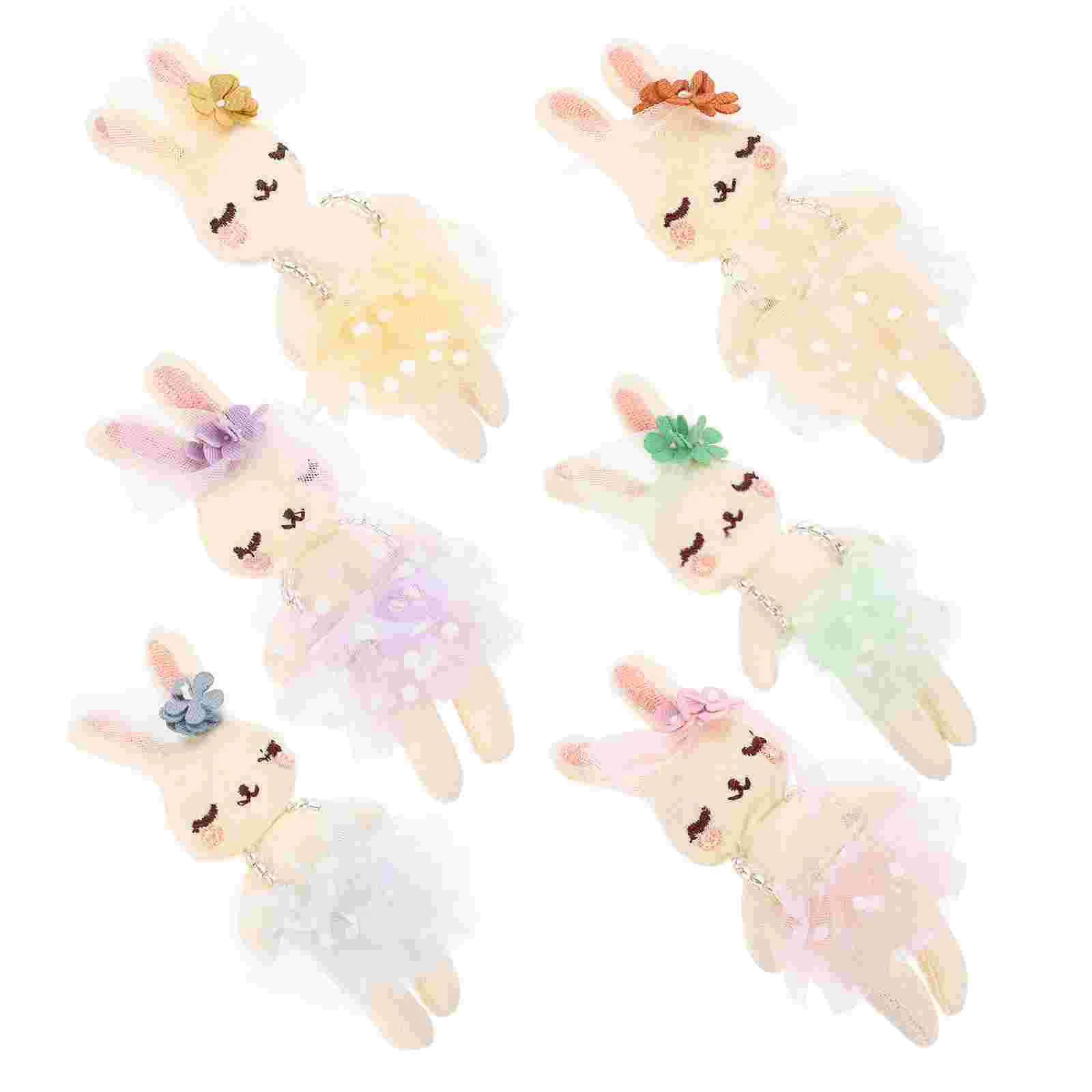 

6 Pcs Rabbit DIY Headband Ornament Garment Clothing Supply Headdress Accessories Plush Mini Material Decor Stuffed Bunny