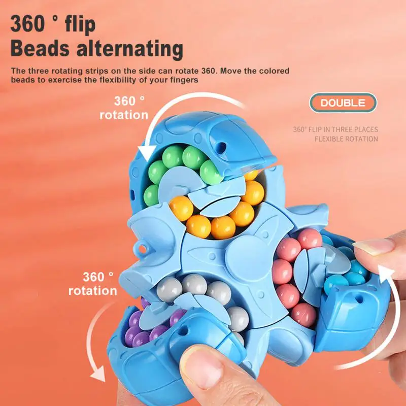 Magic Bean Cube Rotating Fingertip Spinner Decompression Toys Small Beads Magic Cube Fidget Toy Kids Puzzle Stress Relief Toy fidget toys puzzle toys anti stress toys puzzle cube magic puzzle cube