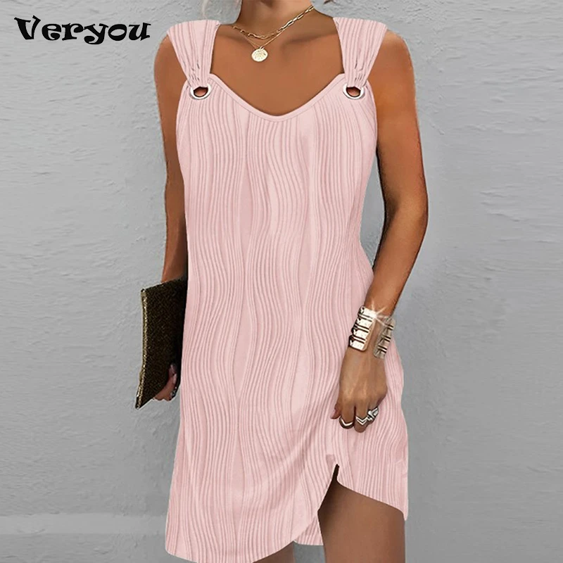 

Women's Dress V Neck Solid Color Summer Autumn Abstract Sleeveless Pullover Sundress Casual Off Shoulder Elegant Vest Dress 2023