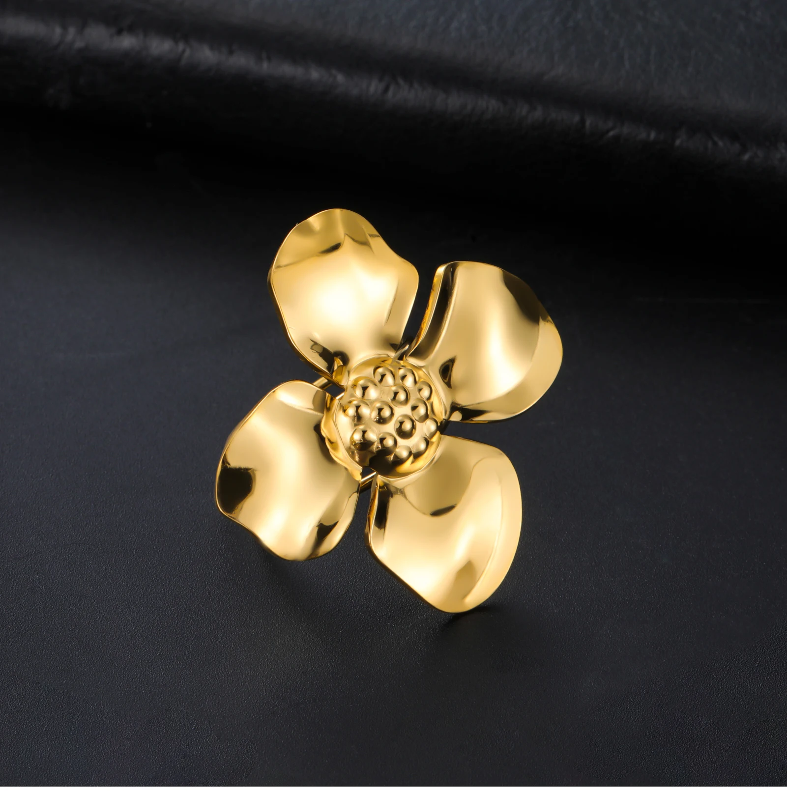 Cooltime Trendiger goldfarbener Blumen-Offener Ring für Damen, Vintage-Schmetterlings-Design, Geschenk, rostfreier Edelstahl, Dekorationen – Detail 6
