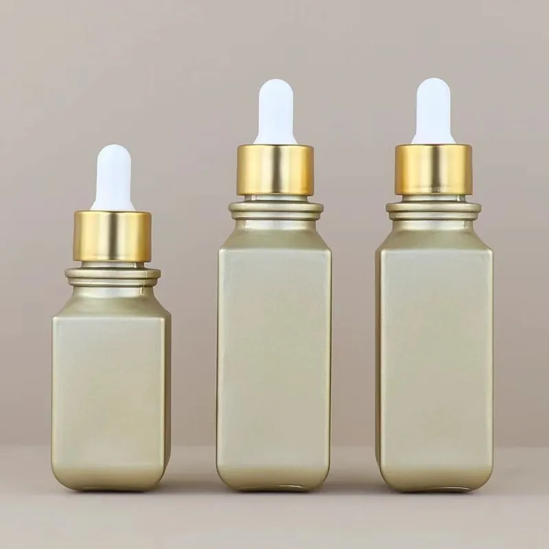 

30/50ml Essential Oil Glass Aromatherapy Liquid Matte Gold Drop Empty Dropper Bottles Massage Pipette Bottle Refillable