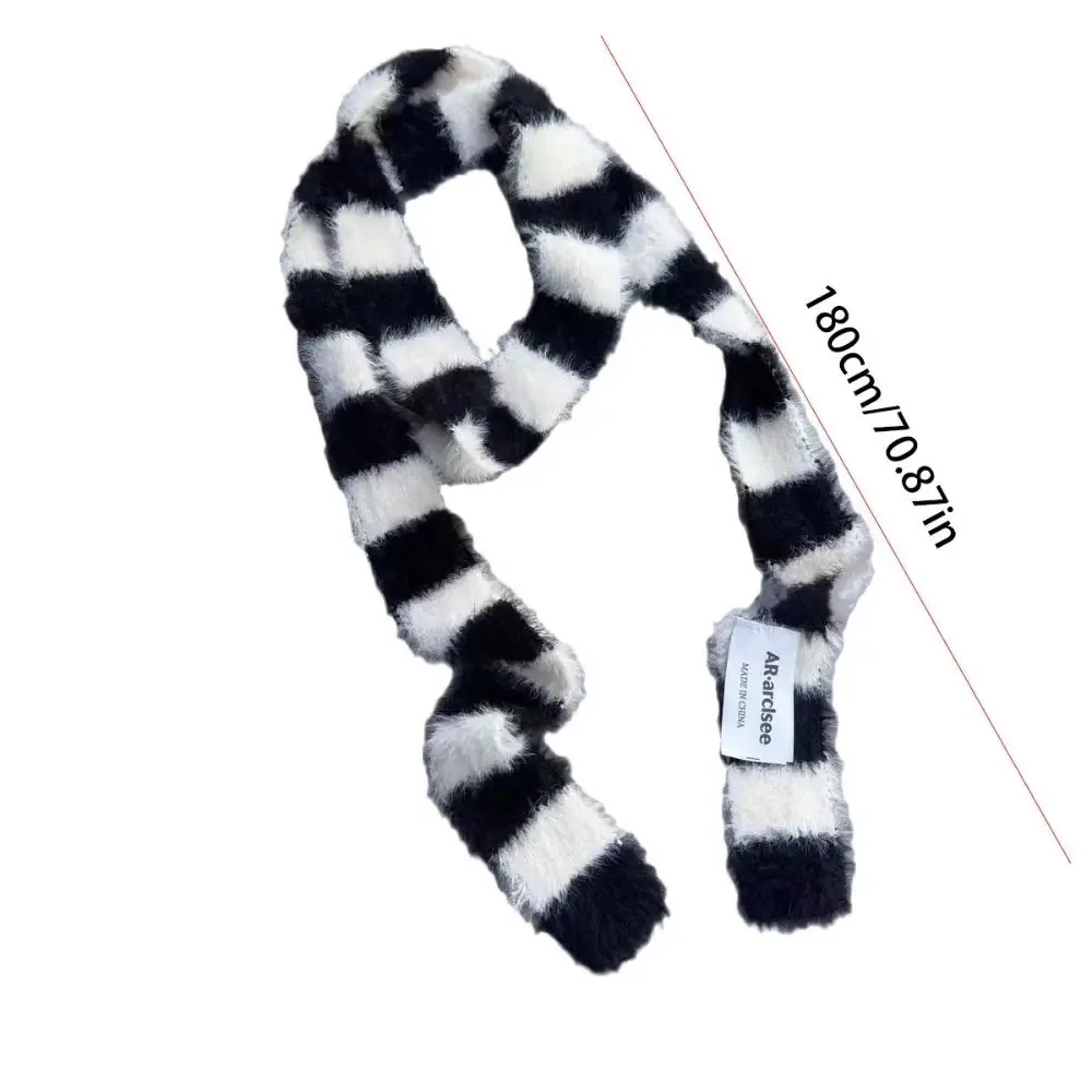Fashion Y2 Striped Scarf Knitted Wool Warm Sausage Thin Scarf Soft Neck Scarves Autumn Winter