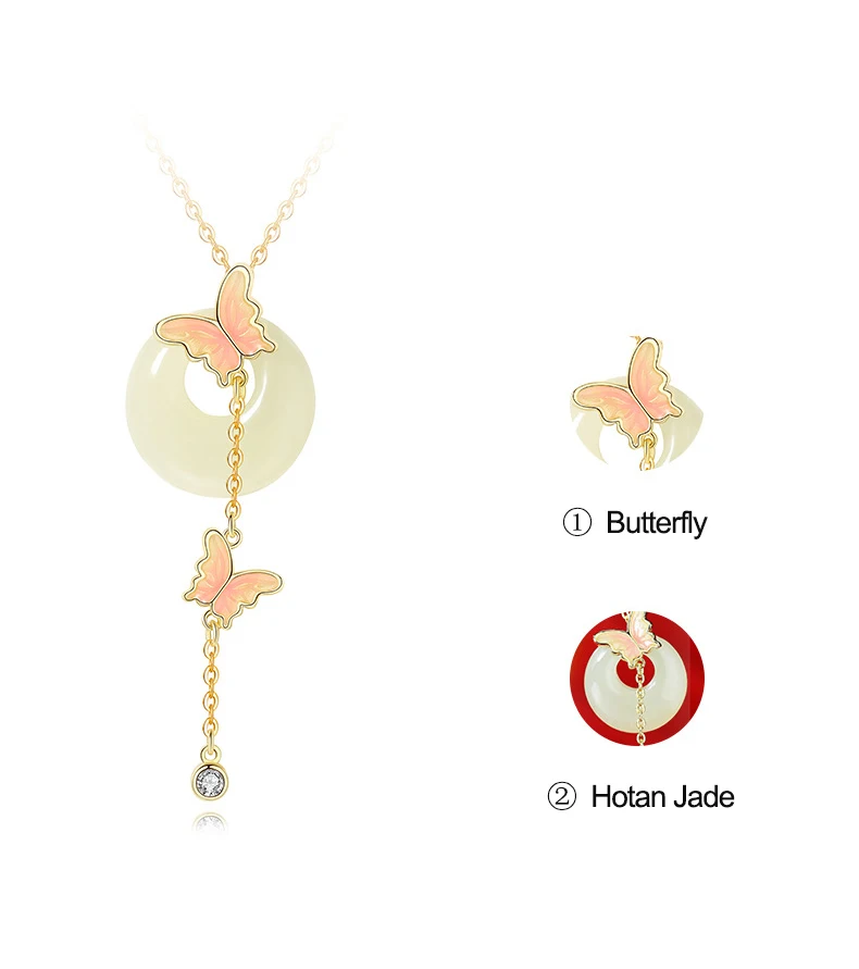 Multikomponenten Hetian Jade Schmetterling Quaste Armband Süße Und Frische Freundin Schmuck Ping Eine Schnalle DIY Stil Hand String – Detail 4