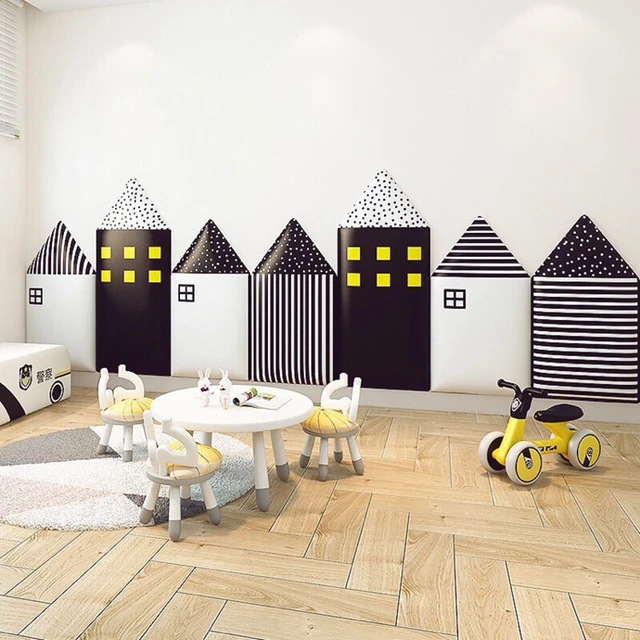 Acolchado de pared para niños con autismo, 4 paneles de pared tapizados  para cabecero de despegar y pegar, decoración de guardería, calcomanías de