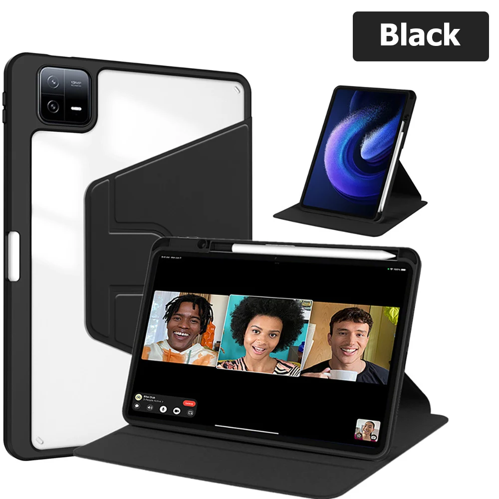 360° Rotating Acrylic Tablet Case with Pencil Holder - Fits 11.2 Tablets