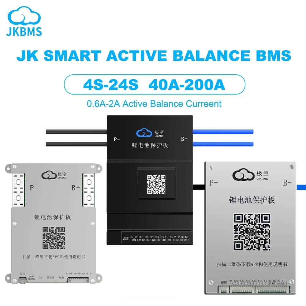 JKBMS B1A8S10P HEAT CANBUS Smart BMS 4S 5S 6S 7S 8S 12V 24V BATTERIE 1A Active BALANCE Bms Lifepo4 Li-ion LTO Built in Bluetooth