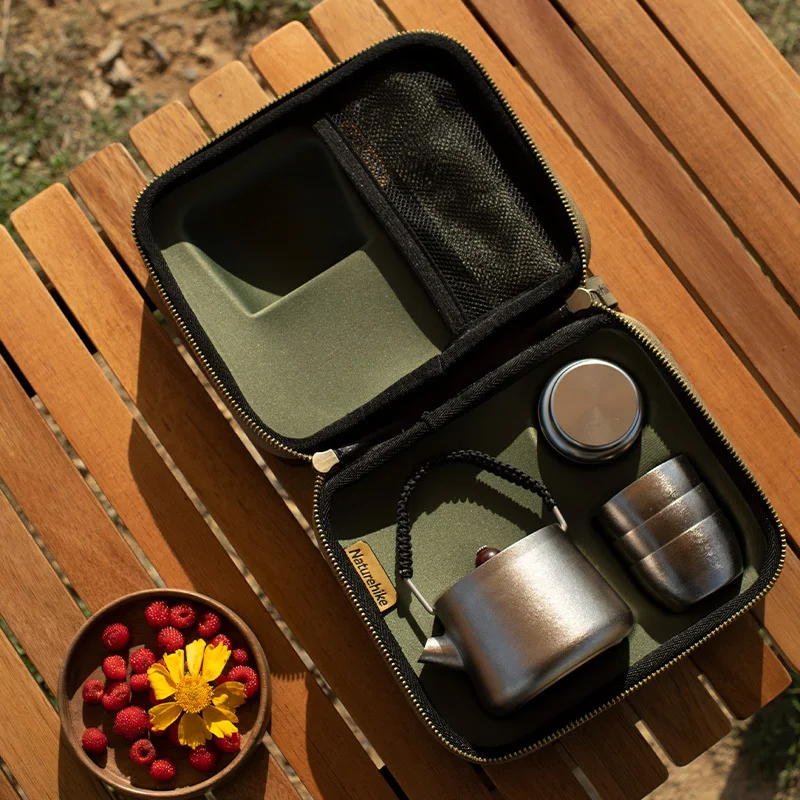 Naturehike Titanium Tea Set Pure Titanium Teacup Outdoor Tea Maker Teapot Water Cup Drinking Tool Utensils