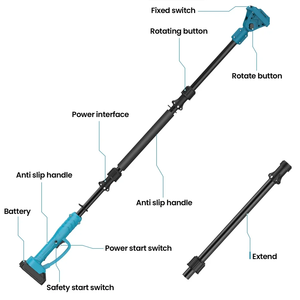 Aluminum Extension Rod for Electric Pruning Shear and Chainsaw