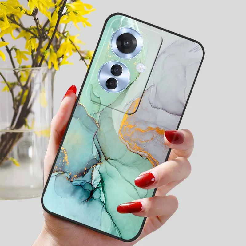 Black Marble Print Silicone Phone Cover - Fashionable Protective Shell and Soft TPU Case
