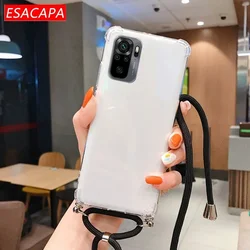 Transparent Shockproof TPU Crossbody Strap Necklace Lanyard Soft Case for Honor X7C 4G (Black-GS)