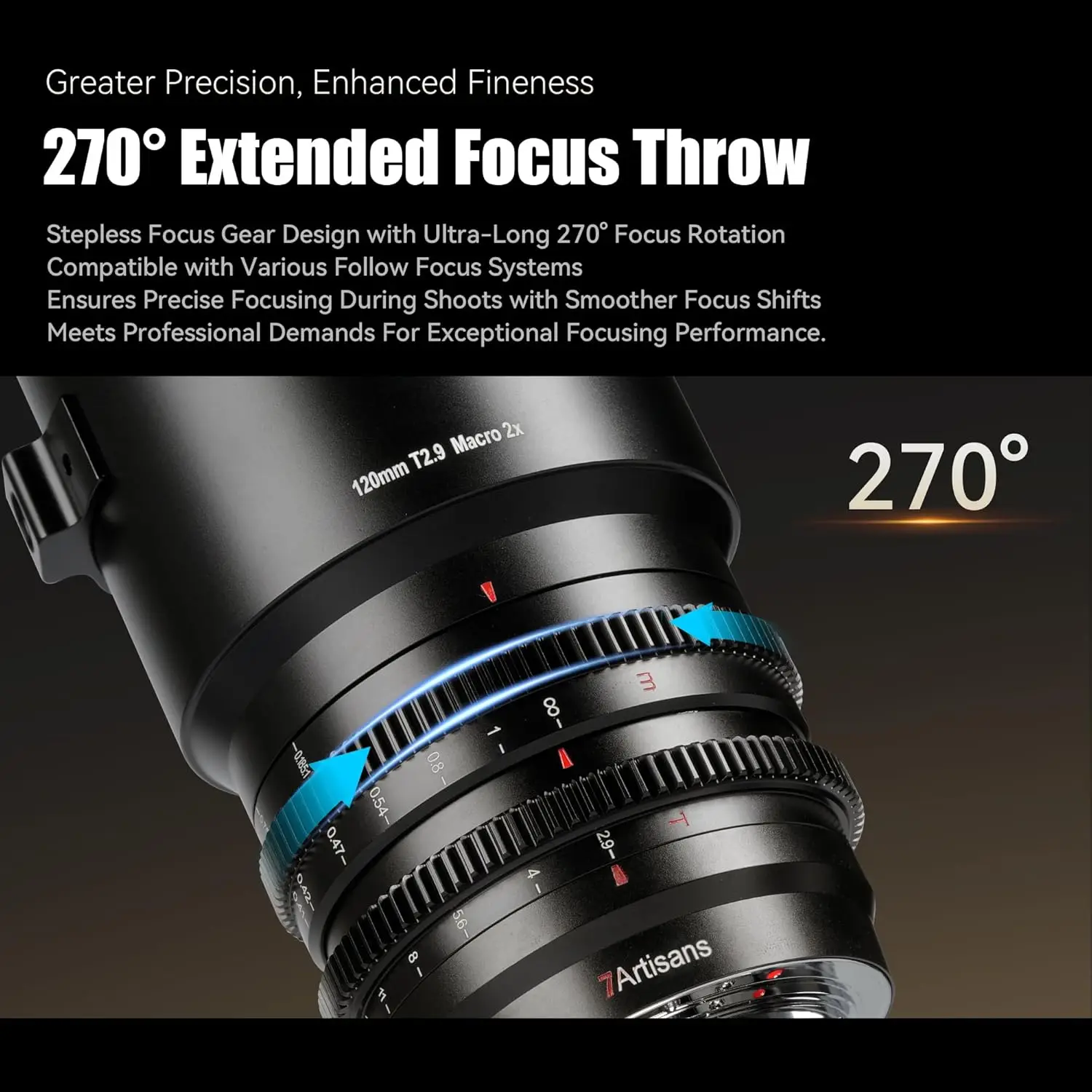 7artisans 120mm T2.9 매크로 2배율 풀프레임 카메라 시네 렌즈 ( E, 니콘 Z, 캐논 RF L 마운트) - 스튜디오, 곤충, 보석 촬영용