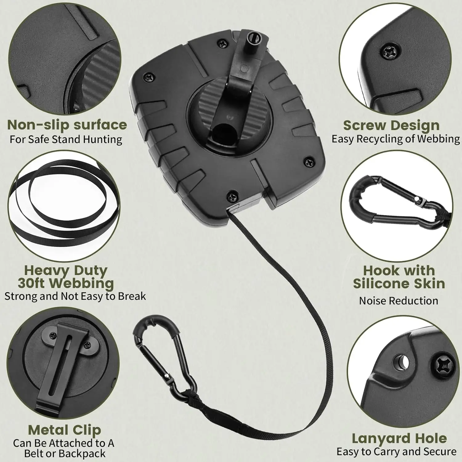 Tangle Resistance Climbing Accessories 30ft Retractable Hoist for Hunting Rope Gun Retriever Crossbow Tree Saddle