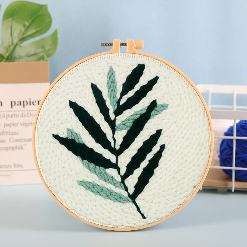 Ruopoty Plant Leaf Pattern Punch Needle Starter Kit For Beginner