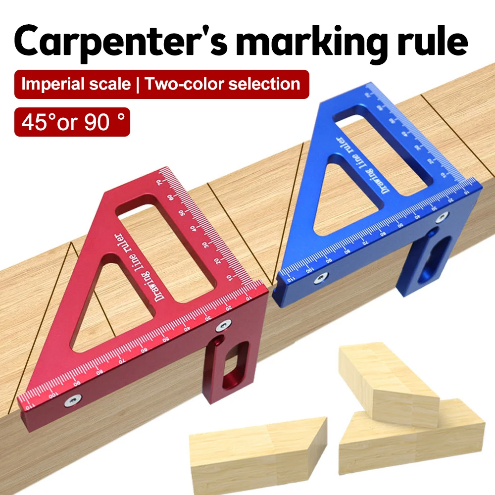 3D Multi Angle Measuring Ruler 45/90 Degree Triangle Scriber Square Protractor for Engineer