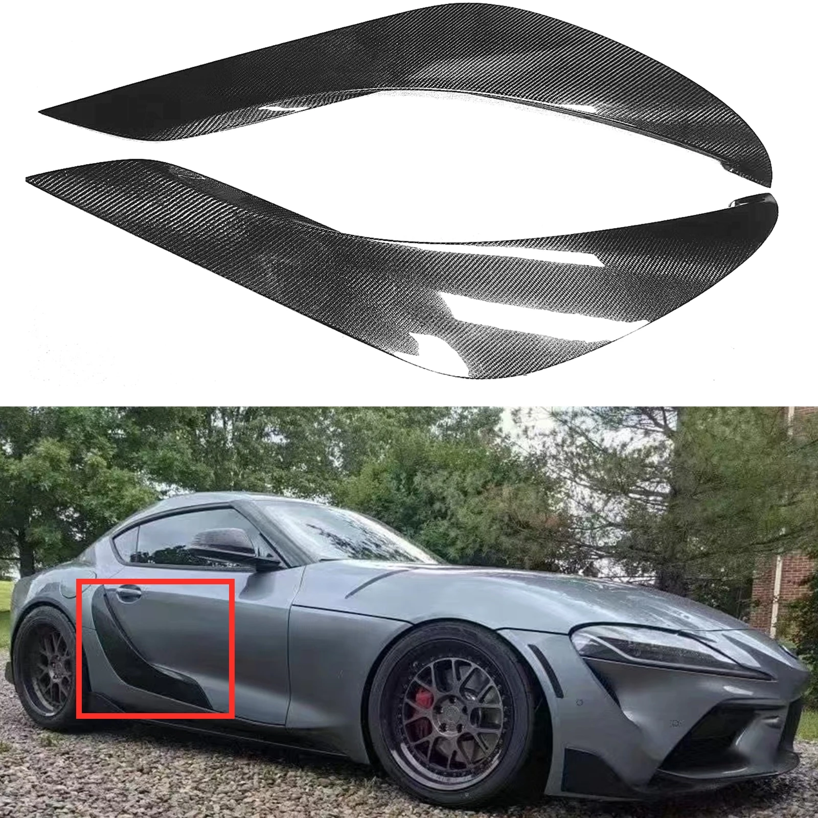 Pannello Porta Esterna In Fibra Di Carbonio Lato Parafango Vent Cover Trim Board Strip Per Toyota Supra A90 A91 Mk5 Coupe 2019-2022 2 Porte