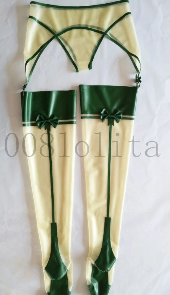 

Latex Rubber Gummi Cool Handsome Transparent and Metal Green Pants Size XS~XXL