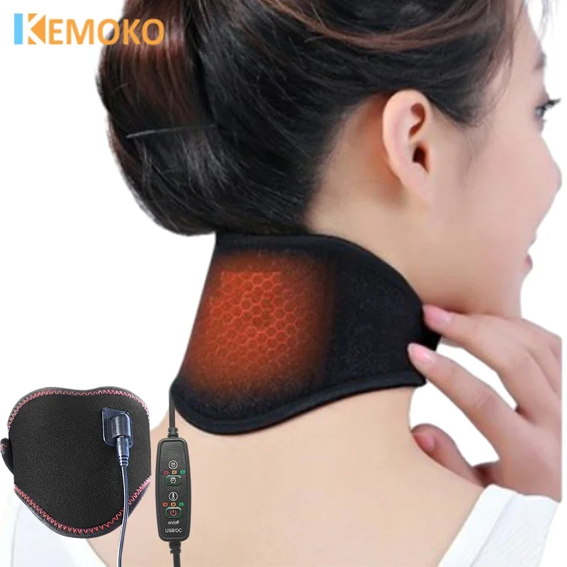 USB Electric Neck Heating Pad Heated Neck Wrap for Pain Relief Cervical Vertebra Fatigue Therapy Moxibustion Health Care Massage