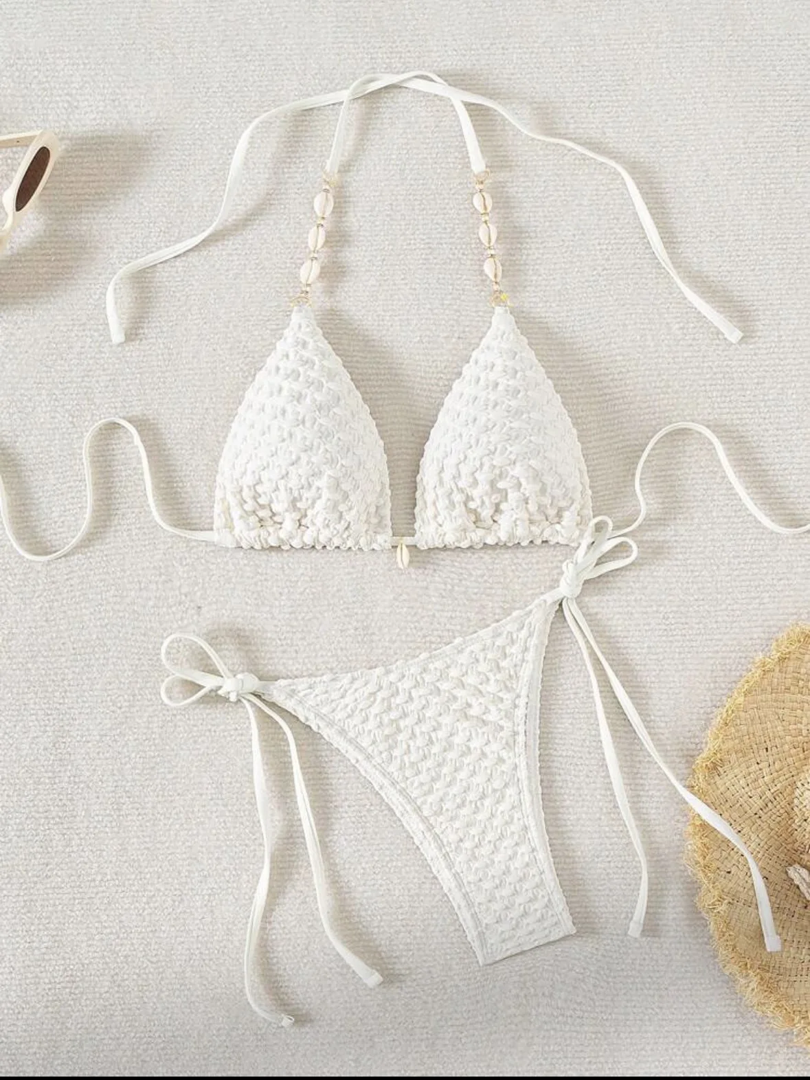 Water-soluble Silk Strap Sunscreen Suit Texture Embroidered Hollowed Out Beach Bikini Over Top main image 0