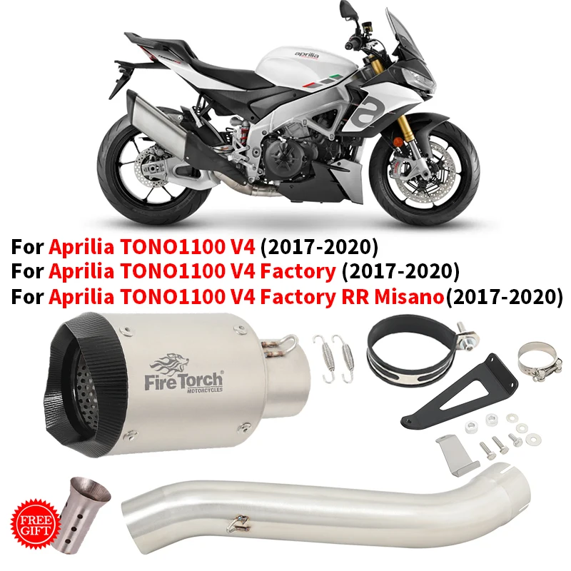 

Motorcycle Exhaust Escape Modified Muffler 61mm Mid Link Pipe DB Killer For Aprilia TUONO 1100 V4 Factory RR Misano 2017 - 2020