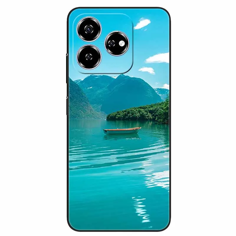 Stylish Black TPU Soft Silicone Phone Cover with Artistic Design