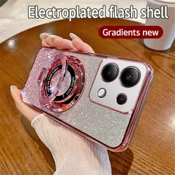 Magnetic Bracket Soft Phone Case with Bling Holder for Redmi Note 10 Pro (1)
