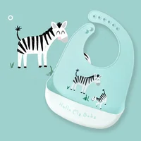 Waterproof Baby Bibs Baby Stuff Cute Cartoon Animal Printed Kids Bib Girl Boy Adjustable Soft Silicone Bib Baby Feeding Stuff 1