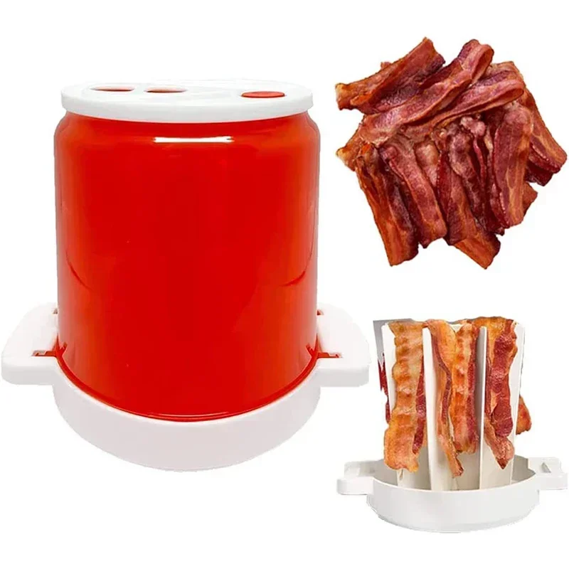 Bacon Grill Plastic Grill Bacon Rack Splatter-Proof Mess-Free Microwave Bacons High-Temperature Resistance Kitchen Meat Gadgets