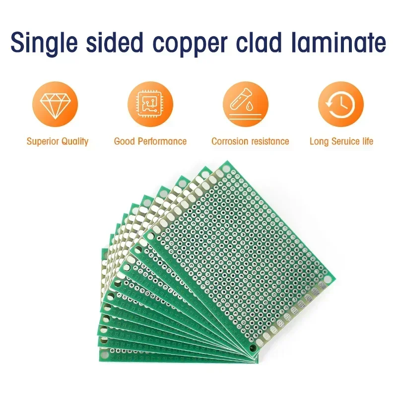 10PCS 5x7cm 단면 브레드보드 2.54MM 프로토타입 PCB 범용 보드(아두이노, 라즈베리 파이 및 DIY 전자 납땜용)