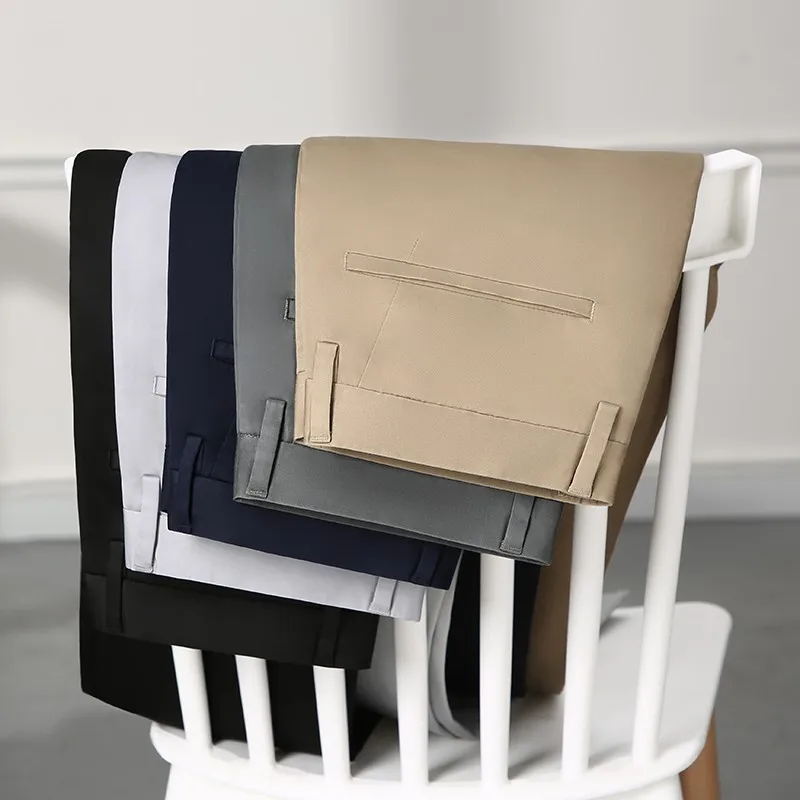 

2022 5 Colors Cotton Casual Pants Men New Classic Style Straight Loose High Waist Elastic Trousers Male Brand Clothes