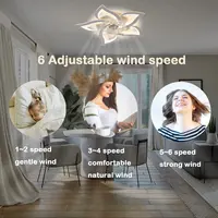 Ventilateurs de plafond modernes avec lumières, lampe de ventilateur avec télécommande, éclairage de ventilateur 3 couleurs, ventilateur de plafond pétale pour chambre/salon 5