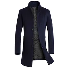 

Casual Solid Single Breasted Long Sleeve Lapel Collar Overcoat Male Slim Jacket Men Coats 2021 Winter Mid-length Trench Jackets