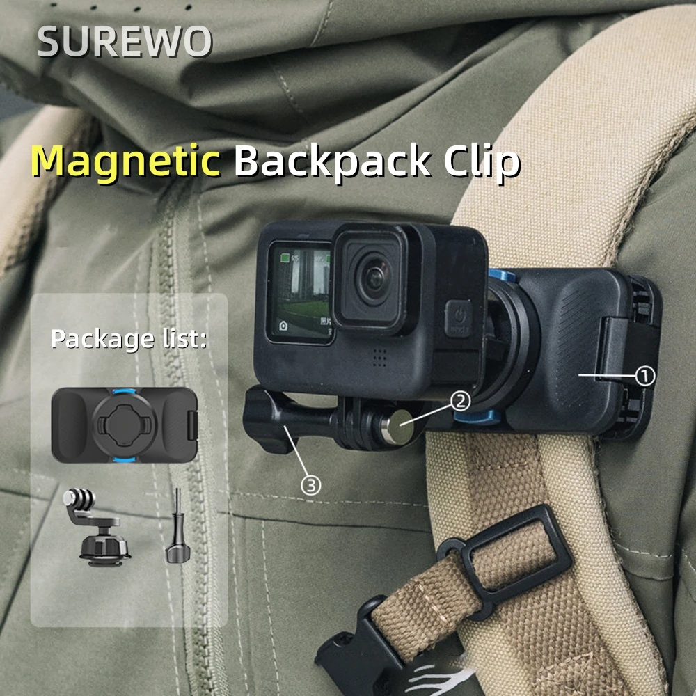 Clip Magnétique pour Sac à Dos GoPro Accessoire Caméra Action Fixation Rapide