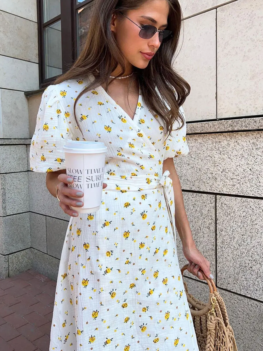 Women's Loose Fit Cotton Blend Maxi Dress with V-Neck & Short Sleeves S20c099a62c124e91a5708d0e556cde54t