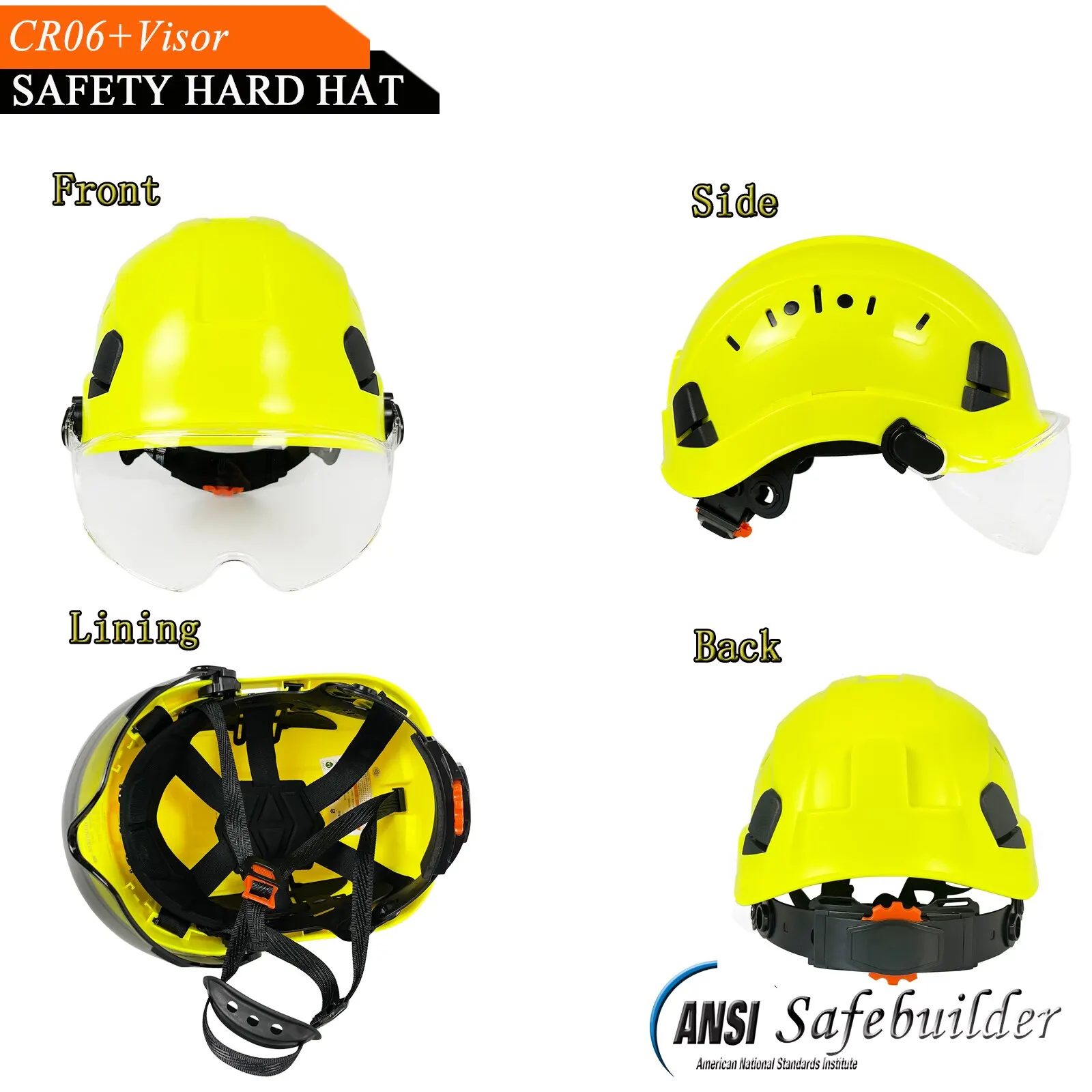 Casco de seguridad para construcción CE con gafas, visera ABS, casco duro ANSI, trabajo Industrial, protección para la cabeza, rescate