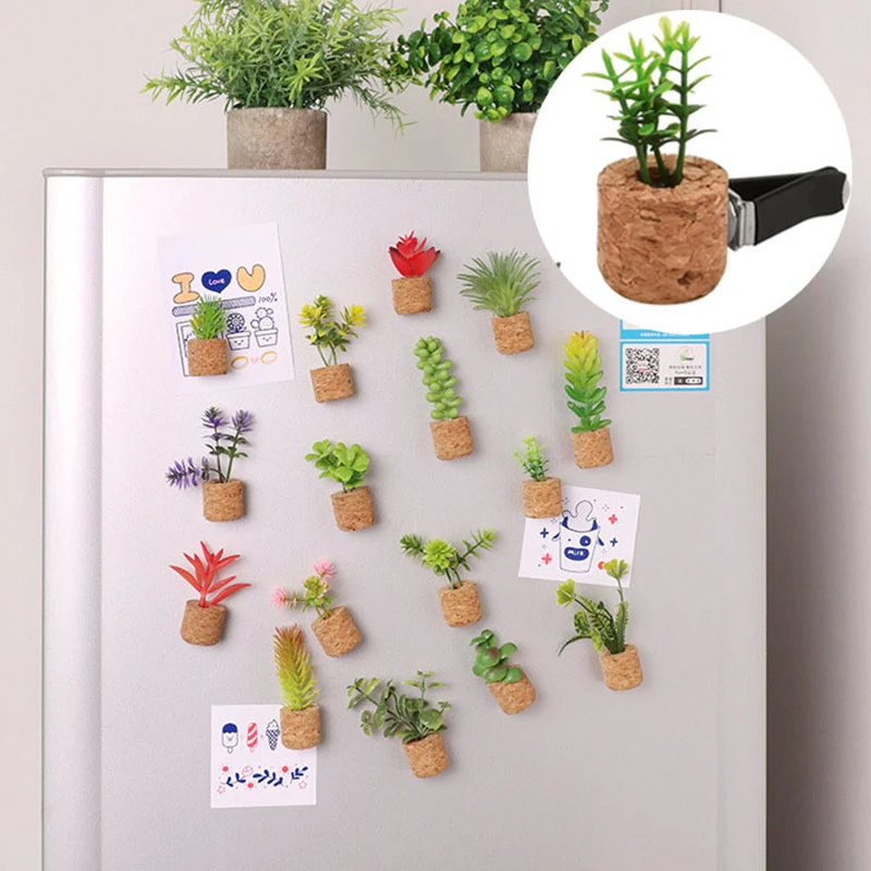 

Lovely Cactus Plants Magnetic 3D Plant Refrigerator Stickers Creative Fridge Magnets Mini Potted Simulation Succulent Home Decor
