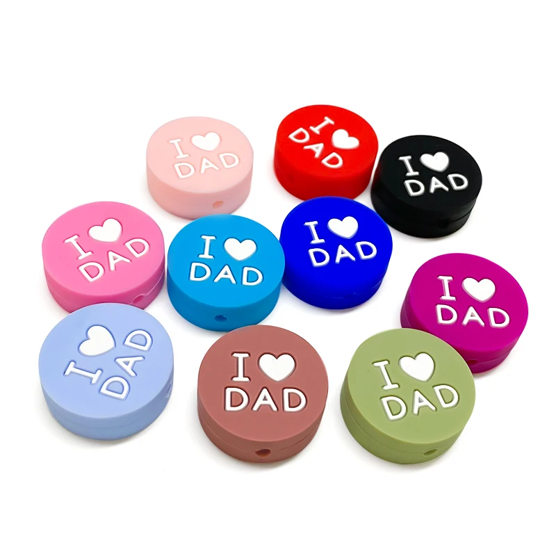 10pc Silicone Beads Love DAD Baby Toy DIY Pacifier Chain Necklaces Pendant Bite Chew Bite Chew Rodent For Teething Kids Toys teething toys pacifier chain pacifier accessories teething beads baby silicone accessories