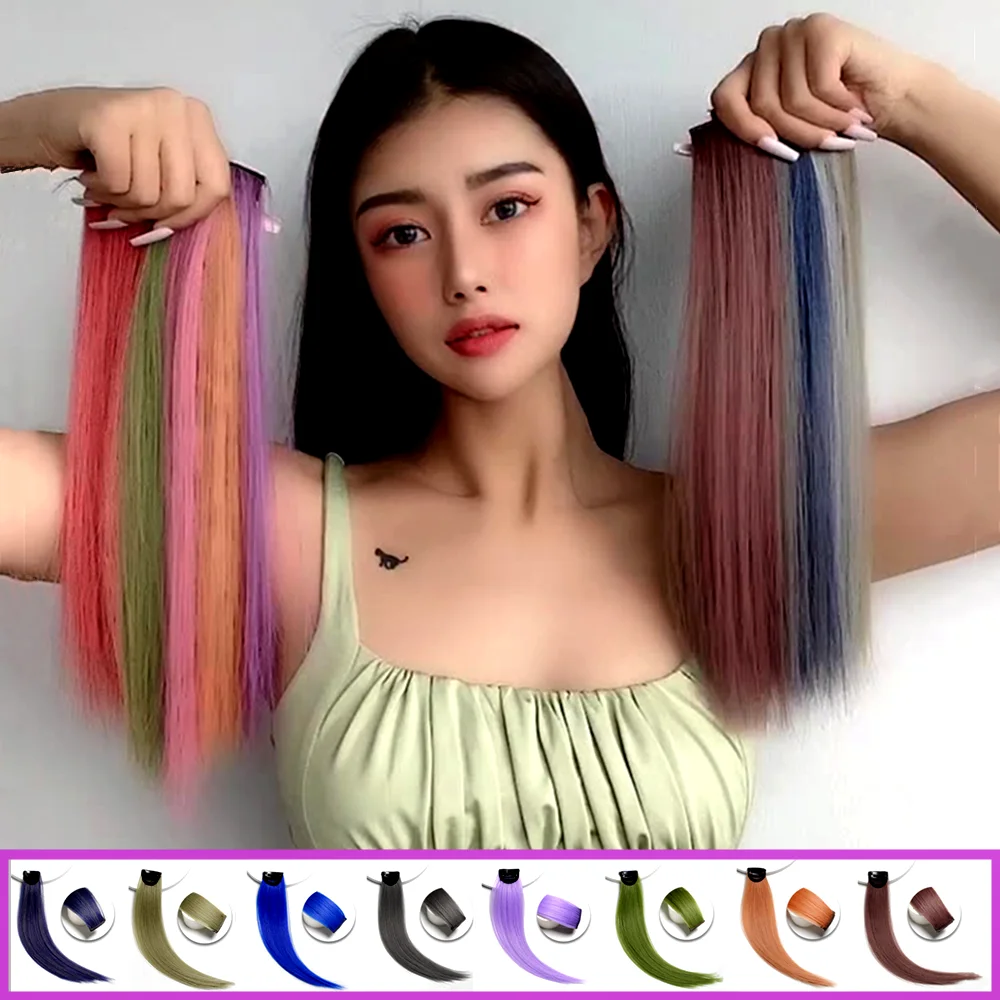 VaaJee Synthetic Clip Wigs Women Heat Resistant Straight Hair Extensions With Clips Multicolor Crochet Braid Hair For Teen Girls