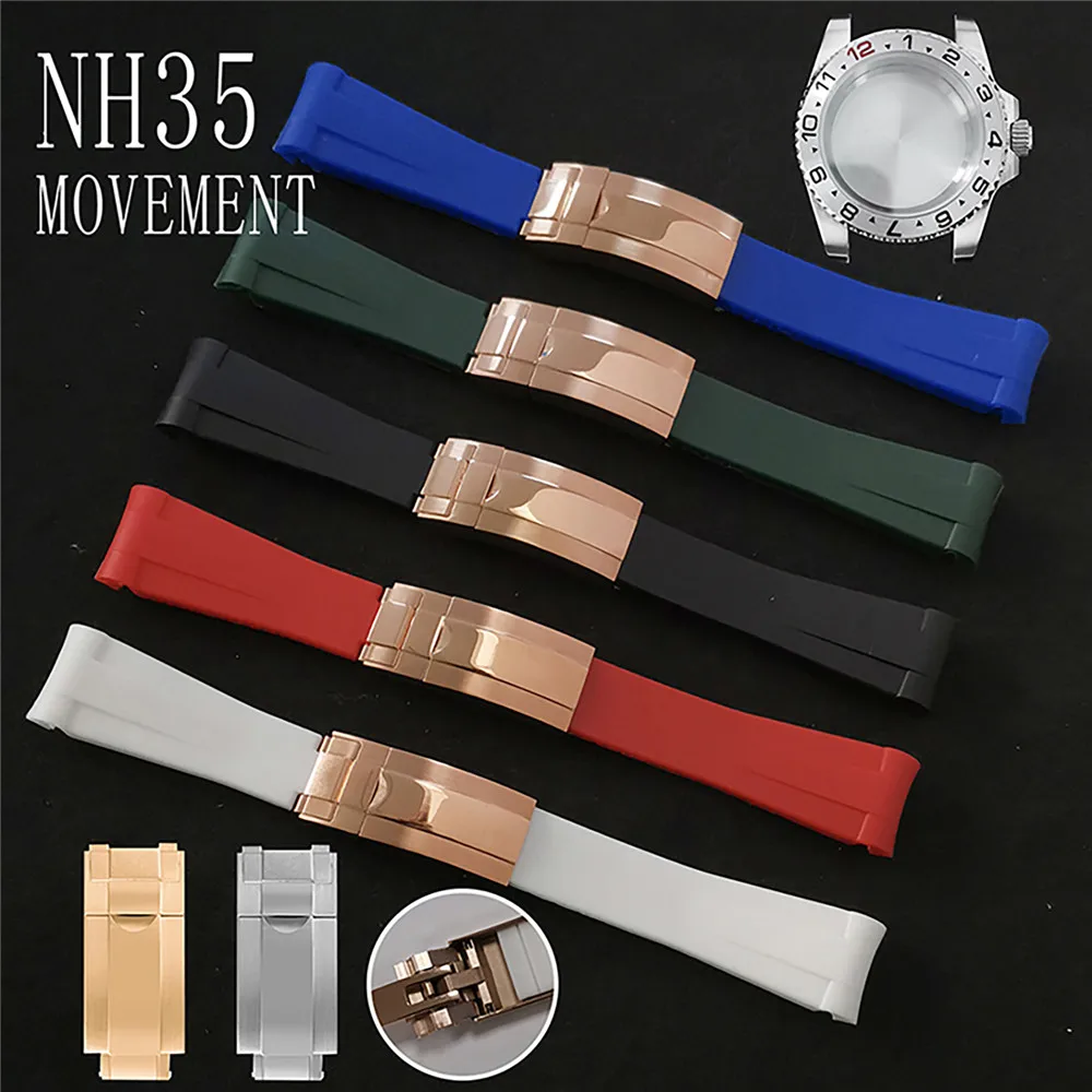 Novel Watchband Strap Stainless Steel Single Folding Buckle Replacement Accessories for NH35 Movement