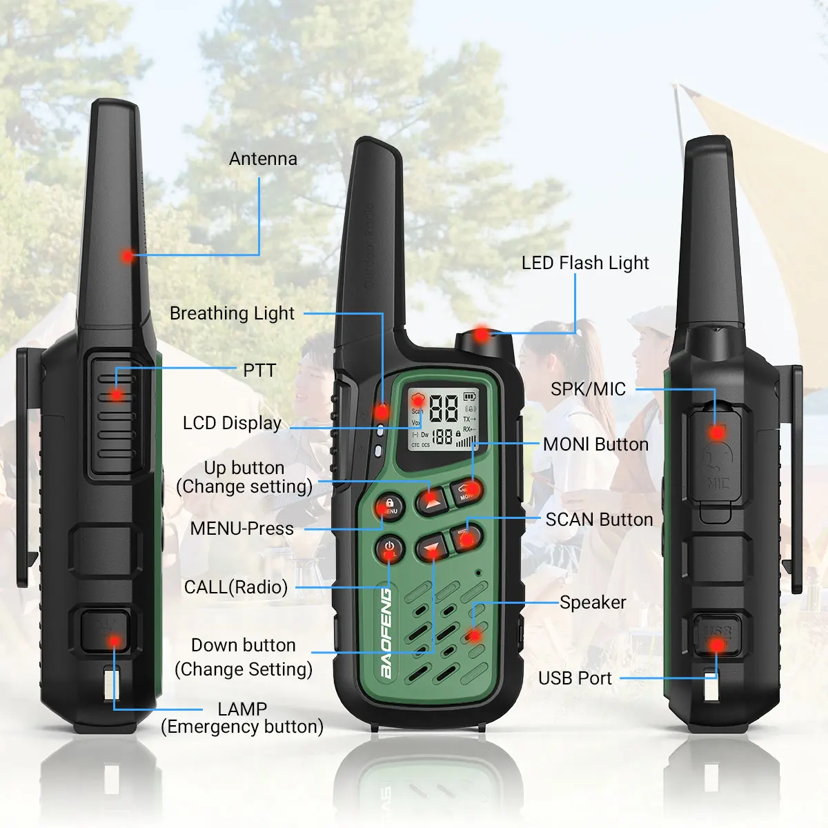Baofeng-Talkie-walkie portable F22, mini radio de communication  professionnelle PMRbishop/FRS, 2 pièces
