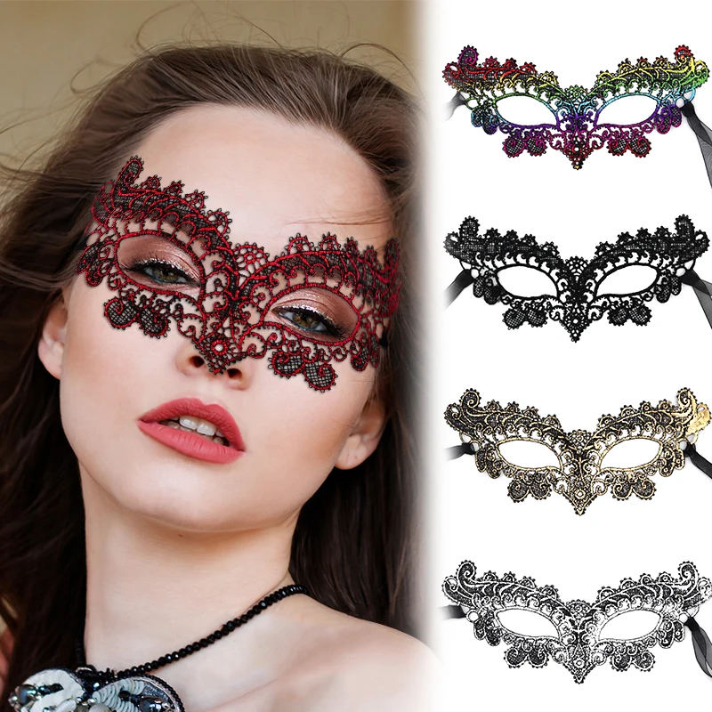 

Halloween Cosplay Eye Masks Lace Half Face Fancy Dress Ball Lensless Eyeglass Sexy Masquerades Party Supplies Props Polyester