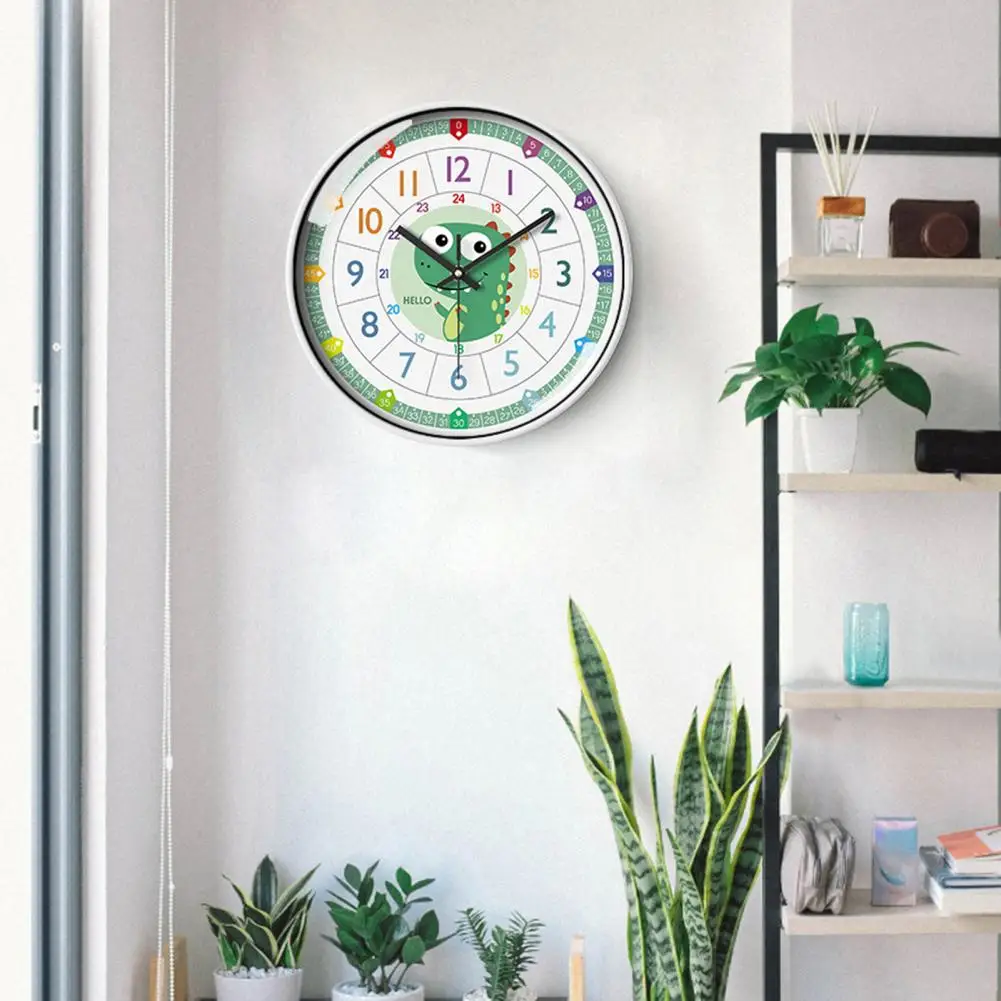 12-Inch Round Wall Clock Cartoon Dinosaur Astronaut Planet Clock Living Room Bedroom Indoor Digital Analog Home Decoration