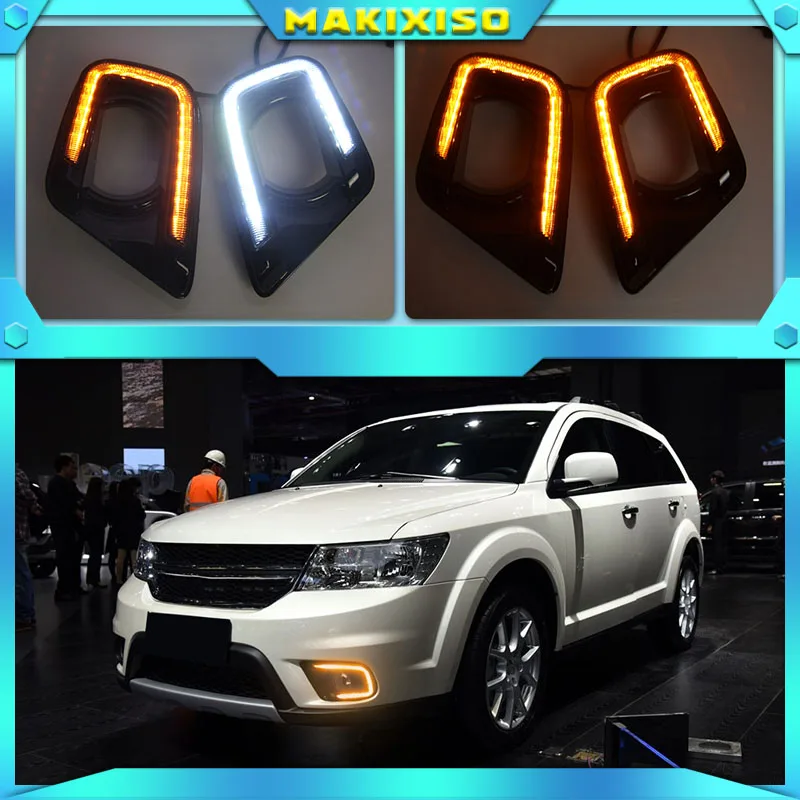 

LED Daytime Running Light For Dodge Journey Fiat Freemont 2014 2015 2016 Yellow Turn Signal Relay DRL Fog Lamp Decoration