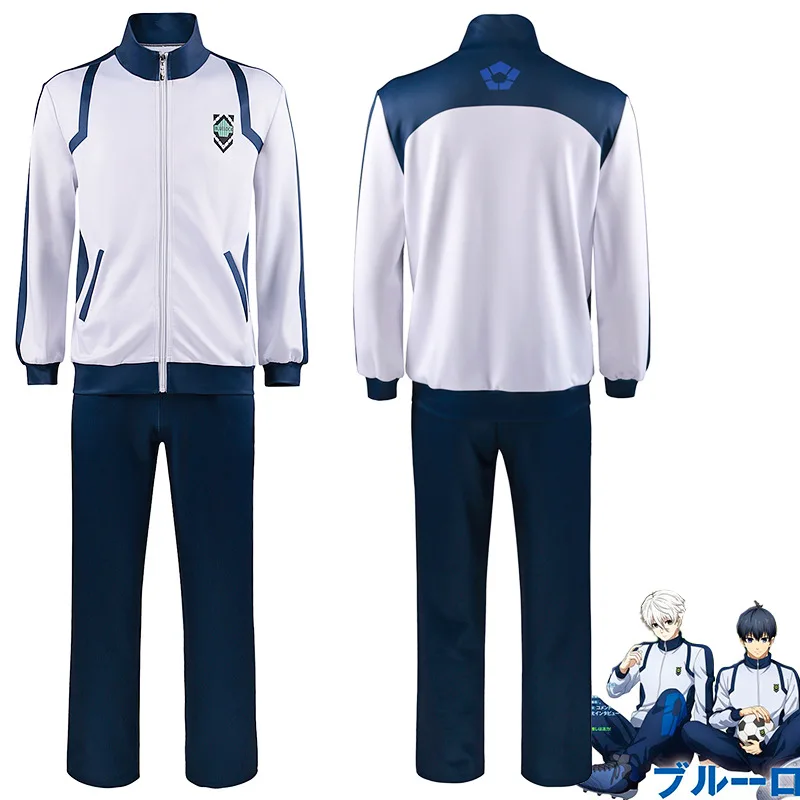 

Anime Bluelock Costume Isagi Yoichi Seishiro Nagi Chigiri Hyoma Itoshirin's White Top with Black Pants Sweatsuit Cos Costume