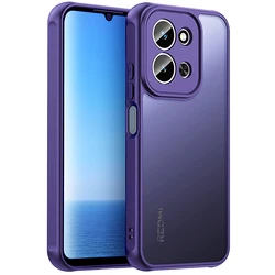 Translucent Matte Back & Soft TPU Side Shockproof Protective Phone Case for Redmi 15C EU Version (Purple)