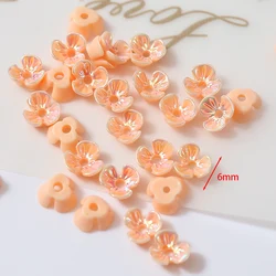 100pcs Mini Resin Flower Petals - Shimmering AB Colors for DIY Jewelry & Nail Art Decor (Orange)