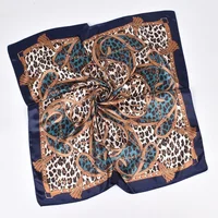 1pcs Women's Leopard Print 90 Silk Scarf Imitation Silk Fashion Trend Leopard Print Multi-color Stitching Large Square Scarf 2