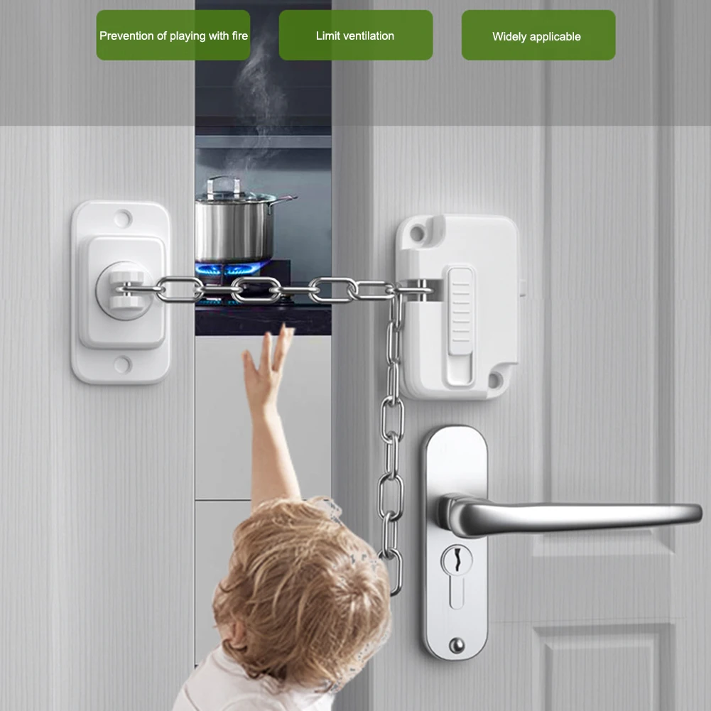 Window Security Locks Self Adhesive Window Frame Safety Chain Lock No Drilling Adjustable for UPVC Wooden Sliding Window